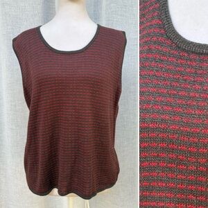 1990 San Remo gray red sleeveless crew neck knitted top vest